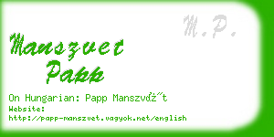 manszvet papp business card